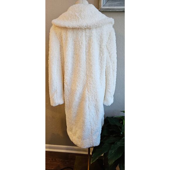 Scoop Cozy White Teddy Bear Coat‎ Shawl Collar Women Size L Fuzzy Furry - Picture 5 of 8
